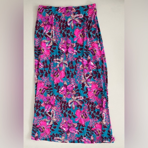 LILLY PULITZER NESSI MAXI SET BLUE RHAPSODY ORCHID YOU NOT LONG SLEEVE XL - Picture 8 of 15